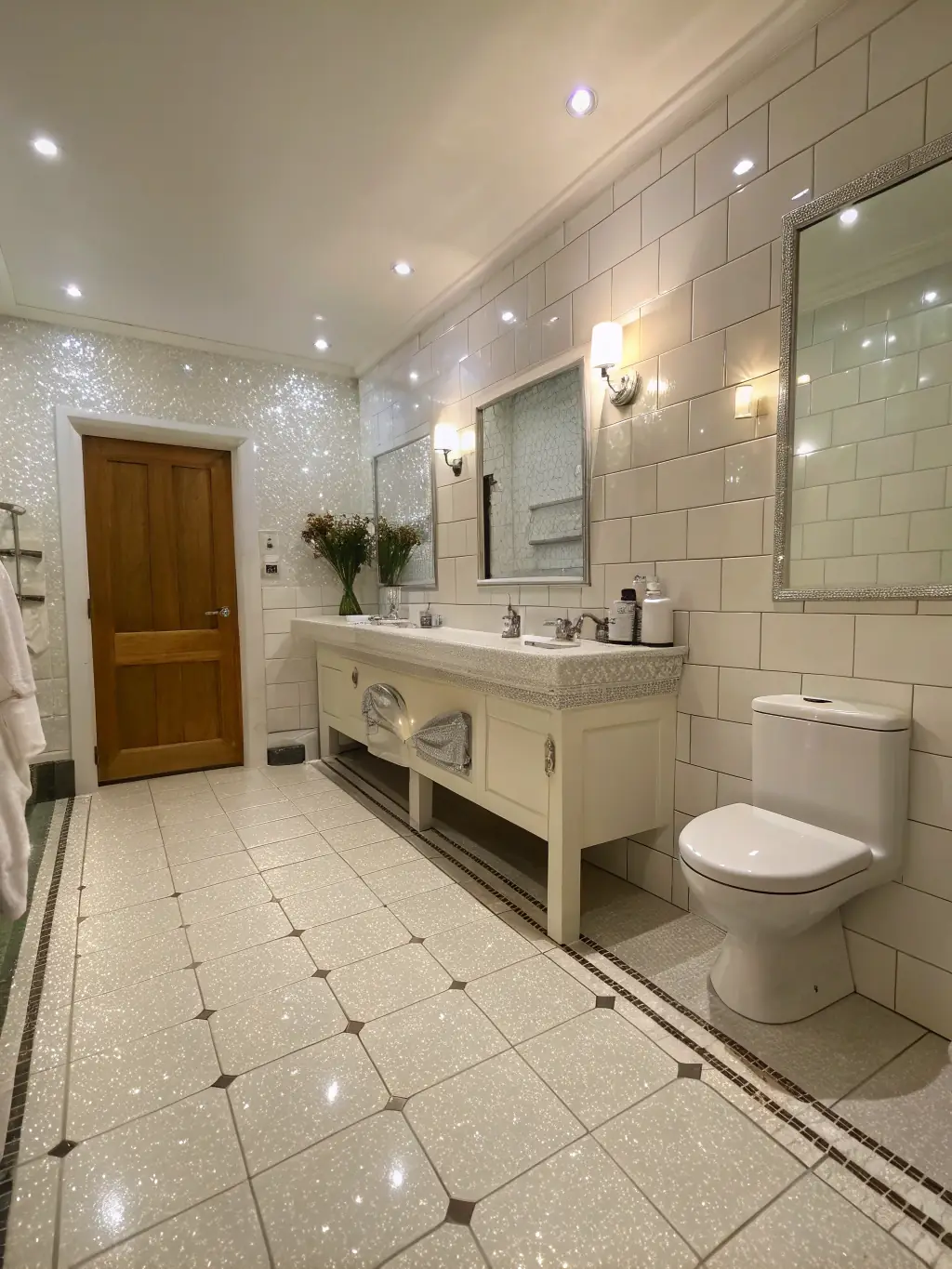 A vivid image displaying a bathroom sparkling clean after a deep cleaning, with attention to detail on tile grout and fixtures.